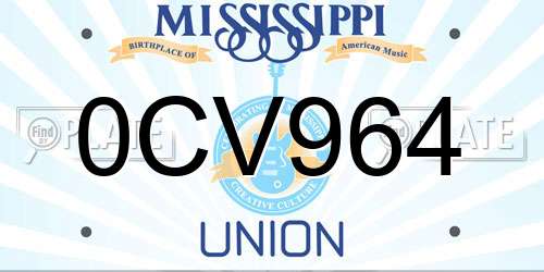 0CV964 Mississippi License Plate