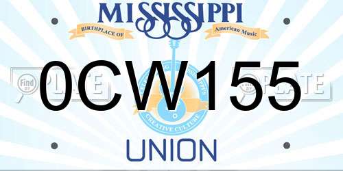 0CW155 Mississippi License Plate