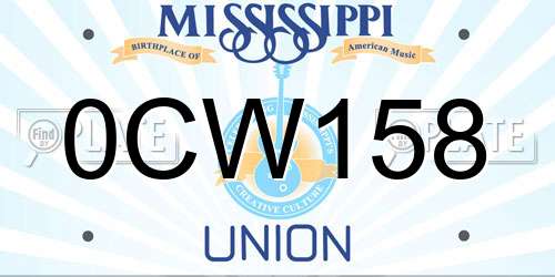 0CW158 Mississippi License Plate