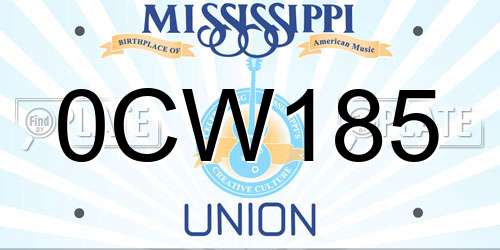 0CW185 Mississippi License Plate