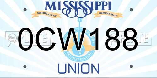 0CW188 Mississippi License Plate