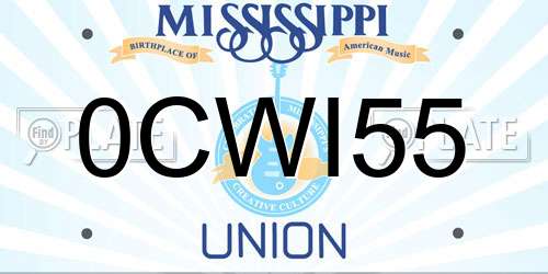0CWI55 Mississippi License Plate
