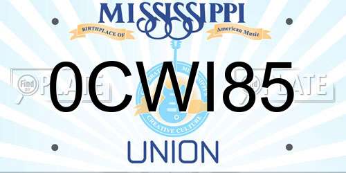 0CWI85 Mississippi License Plate