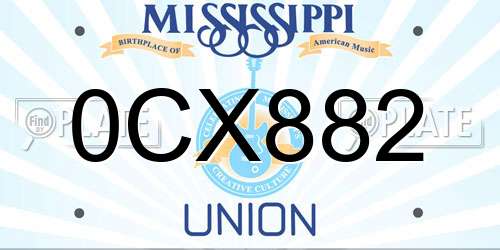 0CX882 Mississippi License Plate