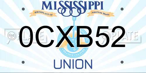 0CXB52 Mississippi License Plate
