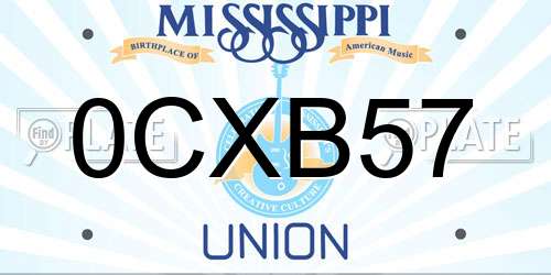 0CXB57 Mississippi License Plate