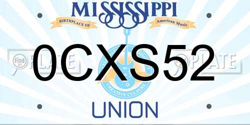 0CXS52 Mississippi License Plate