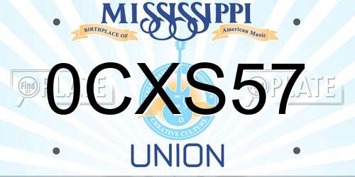 0CXS57 Mississippi License Plate