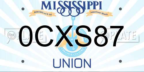 0CXS87 Mississippi License Plate