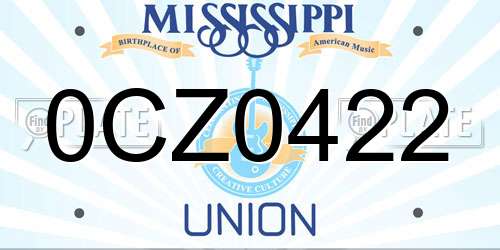 0CZ0422 Mississippi License Plate