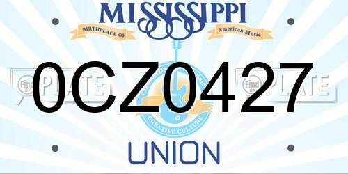 0CZ0427 Mississippi License Plate