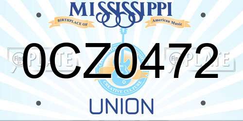 0CZ0472 Mississippi License Plate