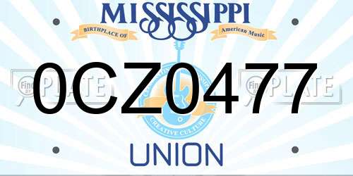 0CZ0477 Mississippi License Plate