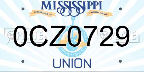 0CZ0729 Mississippi License Plate