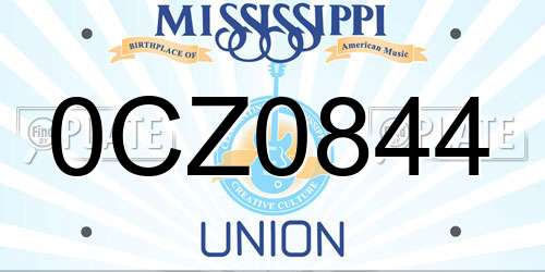 0CZ0844 Mississippi License Plate