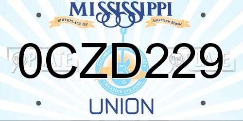 0CZD229 Mississippi License Plate