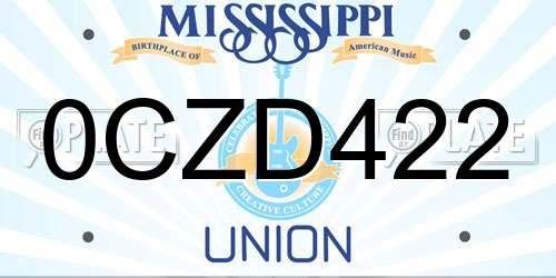 0CZD422 Mississippi License Plate