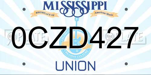 0CZD427 Mississippi License Plate