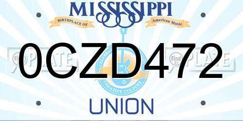0CZD472 Mississippi License Plate