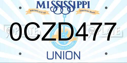 0CZD477 Mississippi License Plate