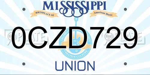 0CZD729 Mississippi License Plate