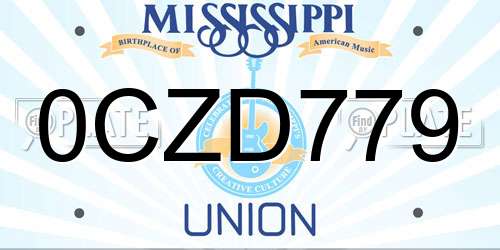 0CZD779 Mississippi License Plate