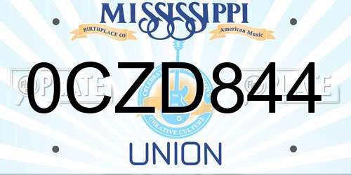0CZD844 Mississippi License Plate