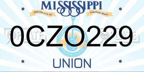 0CZO229 Mississippi License Plate