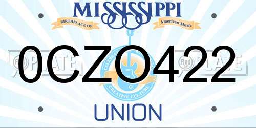0CZO422 Mississippi License Plate
