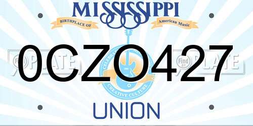 0CZO427 Mississippi License Plate