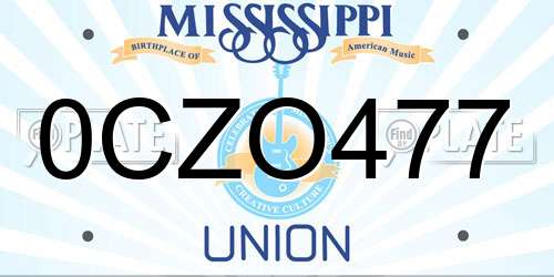 0CZO477 Mississippi License Plate