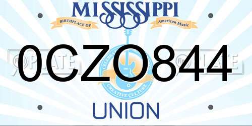 0CZO844 Mississippi License Plate