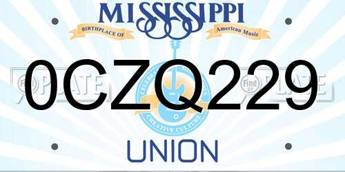 0CZQ229 Mississippi License Plate