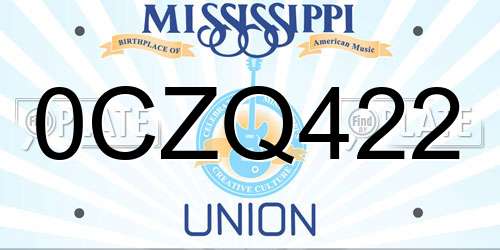 0CZQ422 Mississippi License Plate
