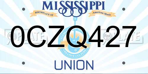 0CZQ427 Mississippi License Plate