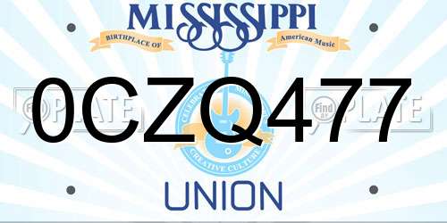 0CZQ477 Mississippi License Plate
