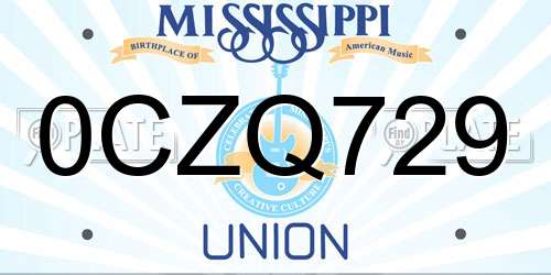 0CZQ729 Mississippi License Plate