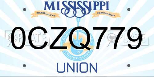 0CZQ779 Mississippi License Plate