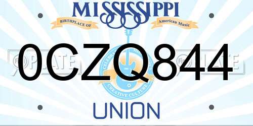 0CZQ844 Mississippi License Plate