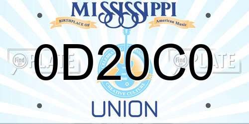 0D20C0 Mississippi License Plate