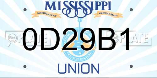0D29B1 Mississippi License Plate