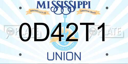 0D42T1 Mississippi License Plate