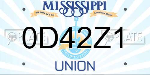 0D42Z1 Mississippi License Plate