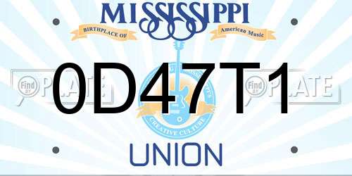 0D47T1 Mississippi License Plate