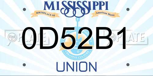 0D52B1 Mississippi License Plate