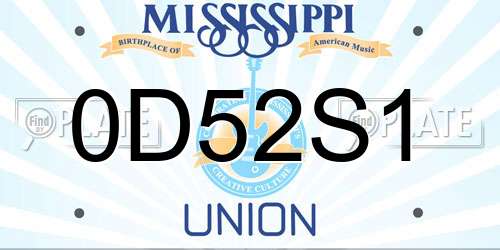 0D52S1 Mississippi License Plate