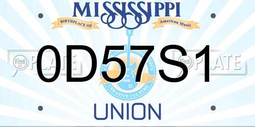 0D57S1 Mississippi License Plate