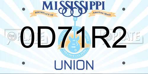 0D71R2 Mississippi License Plate