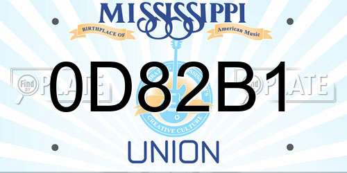 0D82B1 Mississippi License Plate