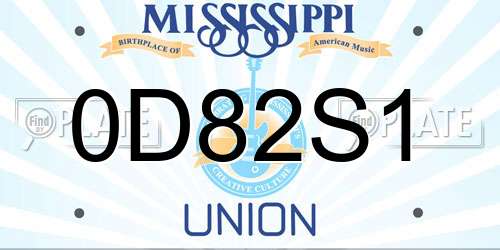 0D82S1 Mississippi License Plate